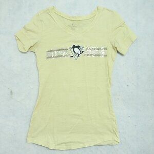 Soft As Grape T-Shirt Womens Size Small Yellow Short Sleeve Pullover 100% Cotton